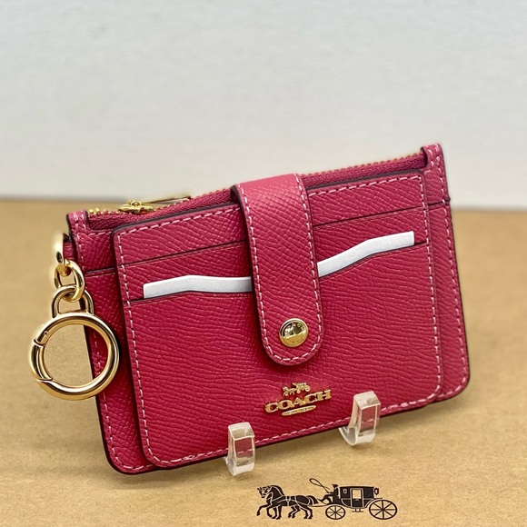 Coach Handbags - Coach Rose Card Holder with Key Ring Pink